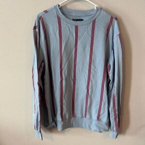 Original Use Light Blue and Maroon Striped Crewneck Sweater